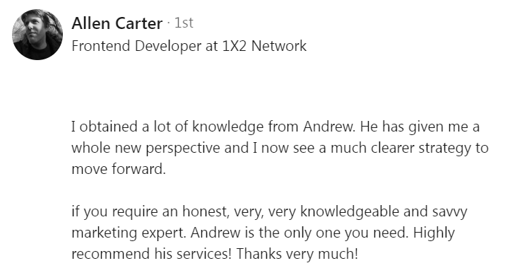 Testimonial from Allen Carter