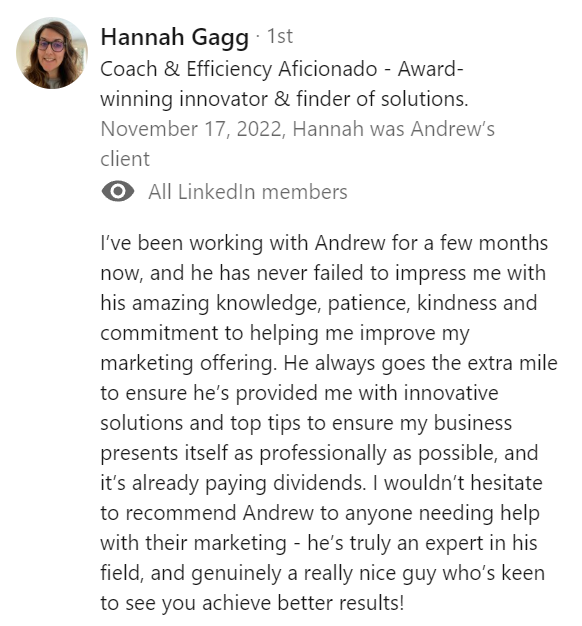 Testimonial from Hannah Gagg